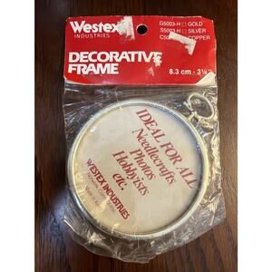 NEW VTG Westex Needlecraft Gold Tone Photo Picture Decorative Round Frame 3.25"